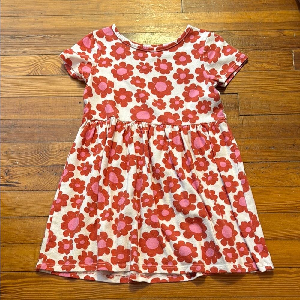 Floral Red and Pink Kids Dress